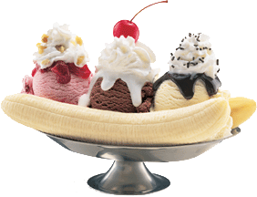 Banana split ice cream